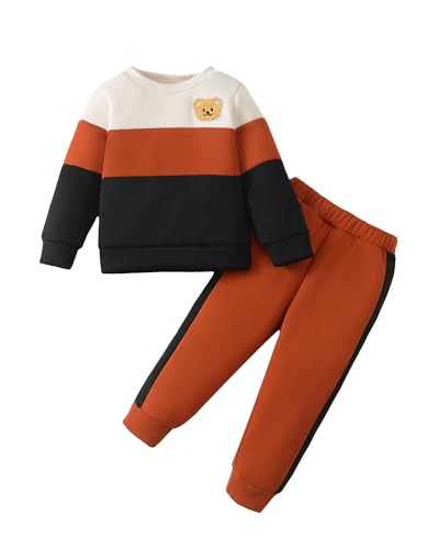 NZRVAWS Toddler Baby Boy Clothes Pullover Sweater Cute Bear Sweatsuit Pant Set Boys Fall Winter Outfit Clothing Set