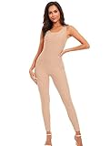 Genfirdom Womens Slimming Tank Unitard Jumpsuits Full Bodysuit for Costume Workout （Nude,M