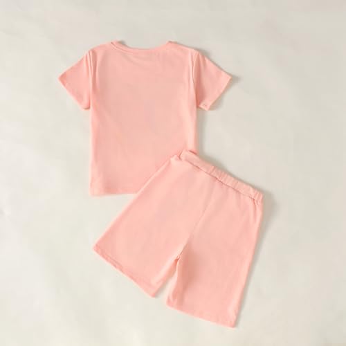 Image of 7-14Y Tween Girl Clothes 2 Piece Short Sleeve Tie Dye Heart Print Top and Shorts Teen Girl Summer Outfits Short Set