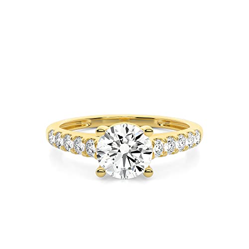 Buy Jewels 10k Soild Gold Round Moissanite Engagement Ring For Women 1ct DEW G-H Color VVS1 Quality (Yellow Gold, 7.5)