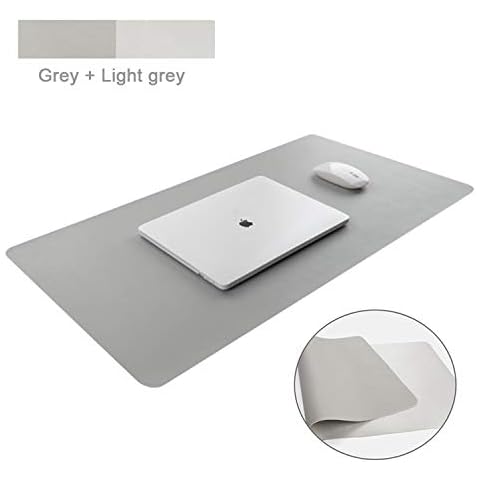 Dricar Desk Pad, Large Double-Sided Leather Office Desk Mat, Non-Slip Waterproof Keyboard Mouse Mat Desk Writing Pad for Office Home (80 X 40 cm/ 31.5 X 15.7 in, Grey+Silver) Cover