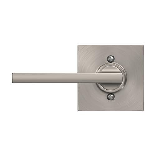 Image of Schlage F170 LAT 619 COL Latitude Door Lever with Collins Trim, One Sided Non-Turning Dummy Door Handle, Satin Nickel