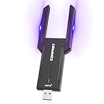 COMFAST AX5400Mbps USB WiFi Adapter for PC, USB 3.0 WiFi Dongle Wireless WiFi 6 Adapter, Tri-Band 6G/5G/2.4G, 2*High Gain Antennas, WPA3, MU-MIMO, OFDMA, Low-Latency Gaming for Windows 10/11
