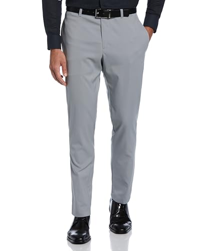 Perry Ellis Portfolio Slim Fit Men's Dress Pants, Flat Front, Stretch Fabric, Soft and Durable Slacks for Men