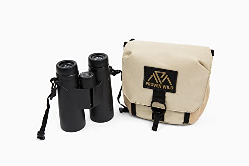 Proven Wild Bino Harness Binocular Harness Chest Pack Made of Waterproof 900D Nylon | Binocular Harness for Hunting Case with Adjustable Shoulder Straps, 2 Mesh Pockets, and Zipper Back Pocket