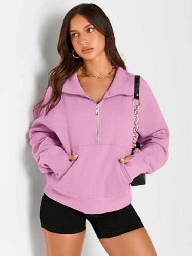 Image of AUTOMET Womens Sweatshirts Half Zip Cropped Pullover Fleece Quarter Zipper Hoodies 2026 Fall Fashion Outfits Clothes