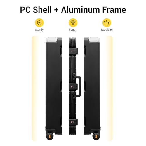 Image of LEVEL8 Zipperless Checked Luggage Large Suitcase with Wheels 28 Inch Aluminum Frame Luggage Hard Shell Suitcases with Tsa Locks, Black