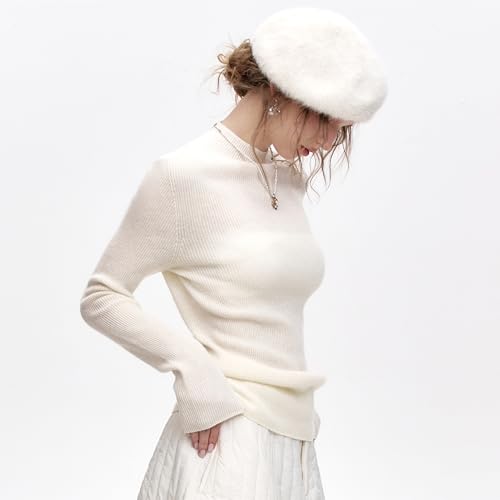 100% Wool Womens Basic Sweater Pullover Stretchy Knit Top Mock Neck Slim Fit3