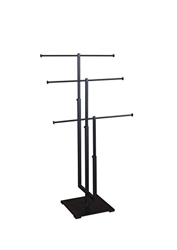 Only Garment Racks Matte Black Adjustable Three Bar Necklace Display