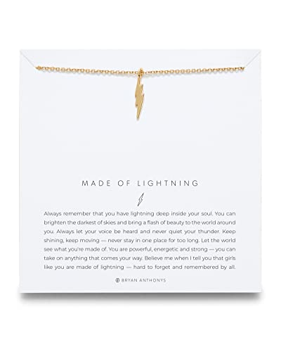 Bryan Anthonys Made of Lightning Necklace for Women - Inspirational Pendant with 14k Gold Plated Finish Over Brass Dainty Minimalist Sentimental Jewelry Nickel-Free Everyday Necklace Gift