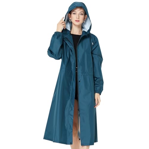 LHHMZ Women Waterproof Rain Poncho Lightweight Outdoor Rain Jacket Windbreaker Packable Long Rain Jacket Rainwear