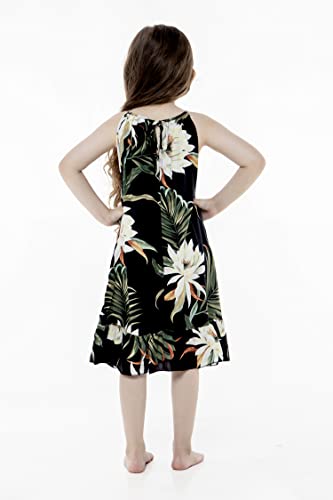 Image of Family Matching Hawaiian Clothes, Wispy Cereus Black | Lightweight 100% rayon • Family matching outfits • Tropical floral print • Beach vacations • Luaus • Cruises • Family photos