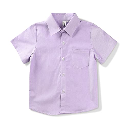 Boys' & Mens Short Sleeve Button Down Oxford Shirts,Kids Summer Uniform Dress Shirt Tops 2T - XXL