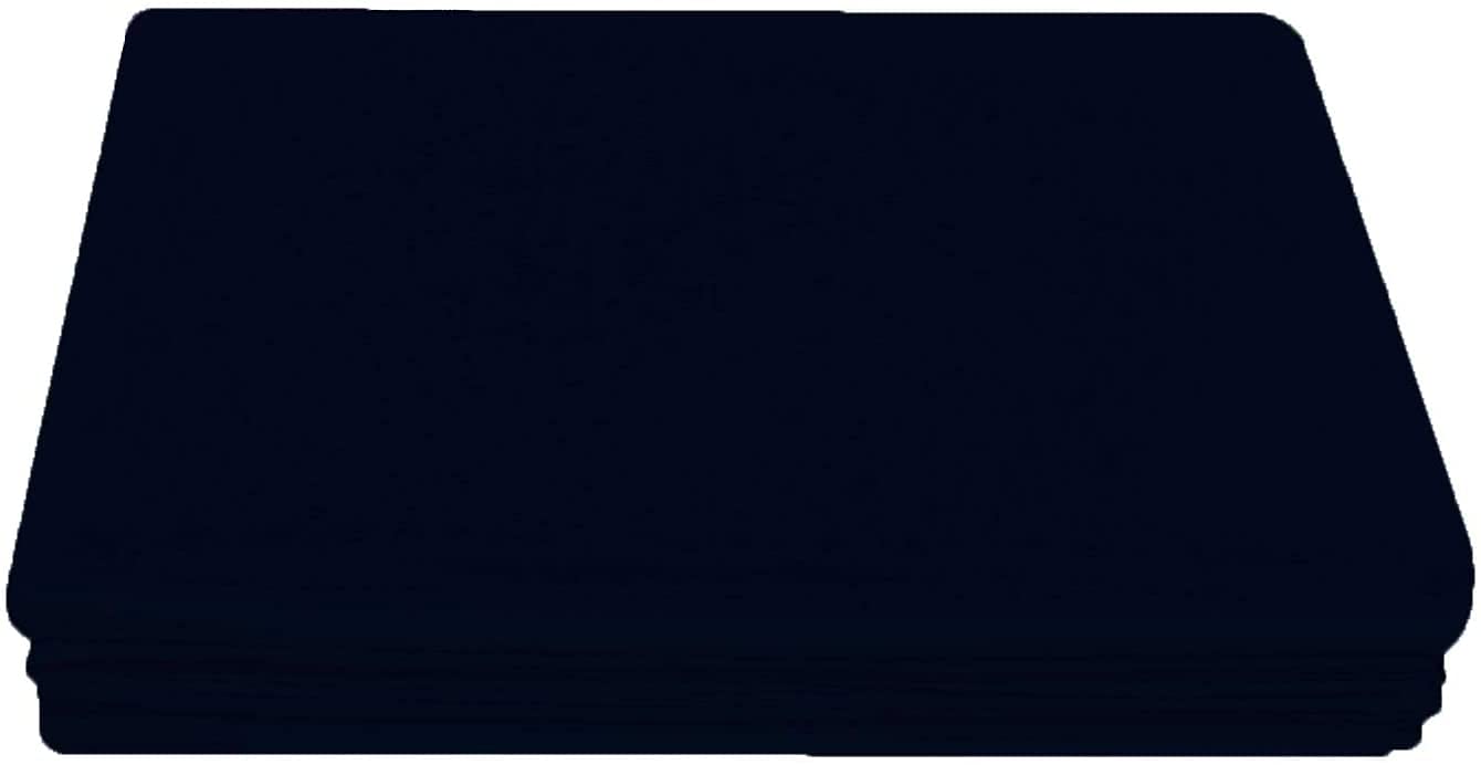 Percale Polycotton Flat Sheet Easy Care (Navy, King)