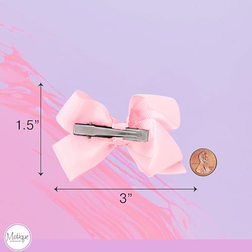 Image of Small Solid Bow for Girls - Set of 12 (Pale Pink)