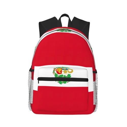 Sac à dos voyage ordinateur portable noir classique imprimé drapeau Pérou