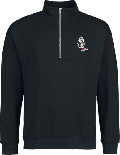Sudadera El Pequeño Topo hombre negra con cuello alto ajustable para evitar el frío corporal