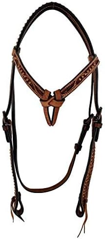 Showman Argentina Cow Leather Futurity Knot Headstall w/Floral Tooling & Copper Dots