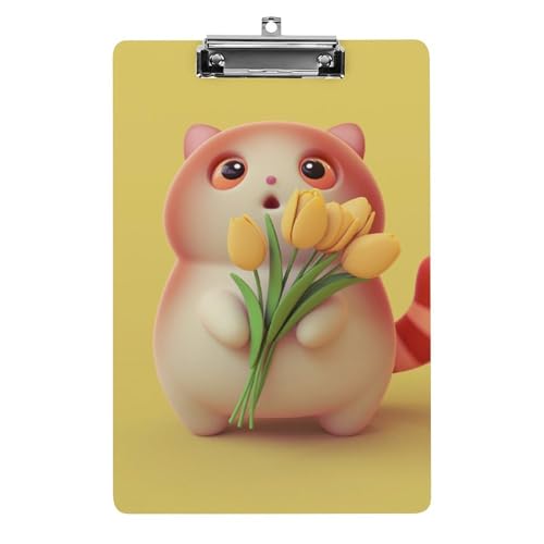 Planchette à pince chaton fleuri A4 porte-bloc mignon pour bureau et classe