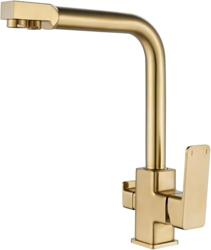 Robinet de cuisine mitigeur rotatif 360 avec eau filtrante dorée LWX 3/8