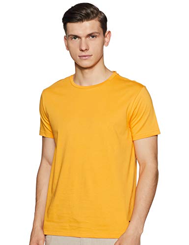 Image of ABOF Men's Solid Slim fit T-Shirt (BOA19AMCWTE3007712 Yellow XXL Mustard