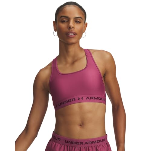 Under Armour Damen Crossback Mid Bra, Sport BH mit mittlerer Unterstützung und herausnehmbaren Körbchen, kühlender, schweißableitender BH,Fuchsia Dusk / / Dark Maroon,SM