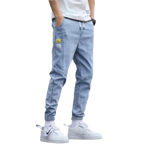 Men Cargo Streetwear Jogger Hip Hop Cotton Trousers Blue Oversized Harem Denim Jeans Blue L