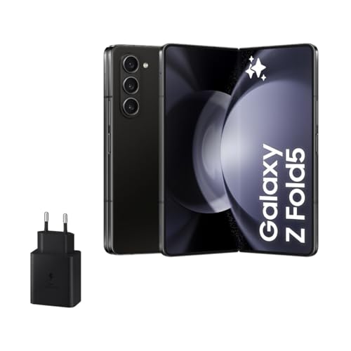 Samsung Galaxy Z Fold5, 256 GB + Cargador 45W   Teléfono Móvil Plegable con IA, Smartphone Android Libre, 12GB de RAM, Cámara de Alta Resolución, Negro (Versión Española)