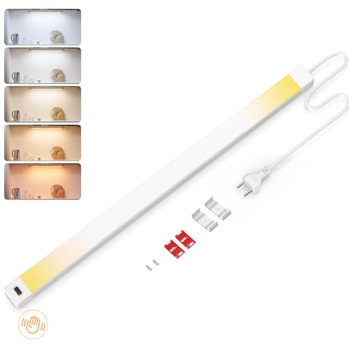 SIBI Unterbauleuchte Küche Led, 41cm Dimmbar Lichtleiste mit Berührungsloser Sensor, 5 Farbtemperatur Küchenlicht Led Unterschrank Beleuchtung für Schränke,Werkbank,Regal, 450lm