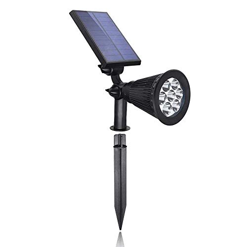 Luminaria Solar Espeto Jardim Kit 2 unid 7 Leds automatico branco quente placa bateria