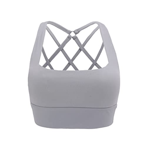 Aoxjox Sports Bras For Women High Impact Fitness Running Training Rebellion Yoga Crop Tank Workout Tops (Grey, Small) #TOP4
