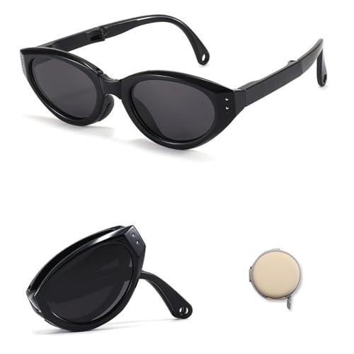 WAYIKK Cat Eye TR Frame Children's Folding Sunglasses Outdoor UV Protection Sunscreen Children's Sunglasses,1