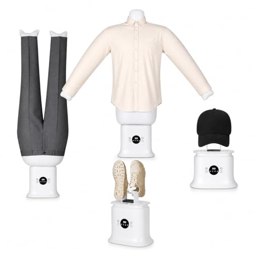 1250W Automatic Ironing Machine, Hot Air Clothes Dryer with Inflatable Bags & Weights, Hands-Free...