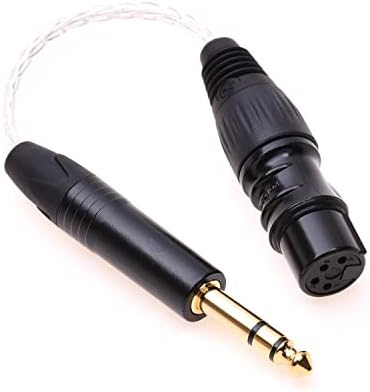 GAGACOCC 8 Cores Braid Pcocc Silver Plated Cable 1/4 6.35mm Male to 4-pin XLR Female Balanced Cable Hi-end Headphone Audio Adapter