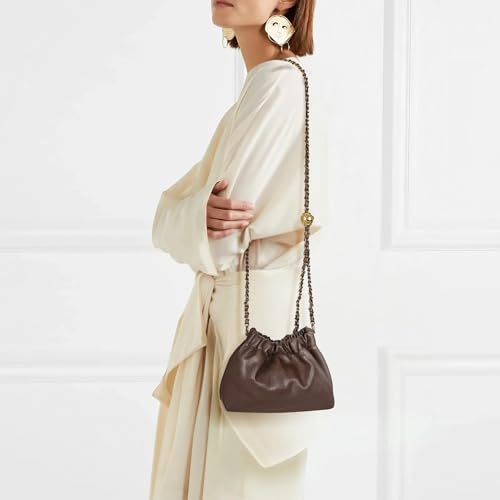 Chain Strap Genuine Leather Hobo Bag - Convertible Shoulder & Crossbody Purse2