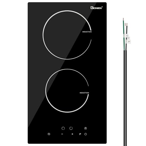Induction Cooktop 12 Inch, 220V~240V, 2 Burners Electric Cooktop,3500W, 12'' Built-in Double Electric Stove Top Countertop Cooker with Hard Wire,No Plug