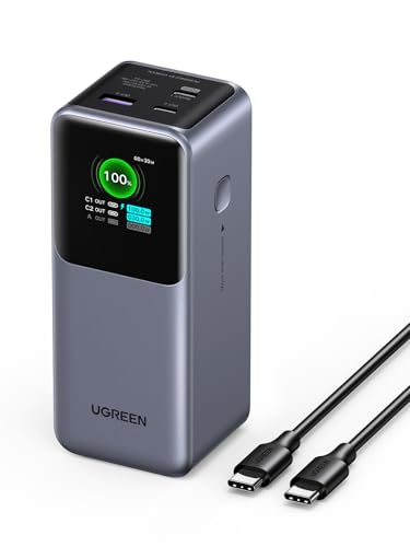 UGREEN Nexode Power Bank 20000mAh 130W PD Fast Charging, 2 USB-C and 1 USB-A Portable Charger, Smart Digital Display Battery Pack for MacBook, iPad, Laptop, iPhone 17/16/15, Galaxy S25U, etc
