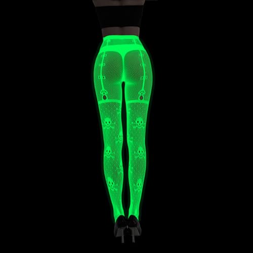 Image of Glow in the Dark Fishnet Stockings, High Waist Sexy Tights Party Stockings for Womens Girls
