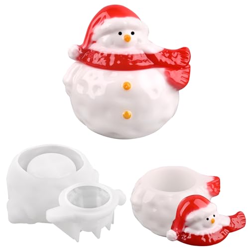 Actvty Silicone Mold - Snowman Jar Christmas Resin Casting Molds DIY Trinket & Candle Jars Jewelry Container - Home Decor