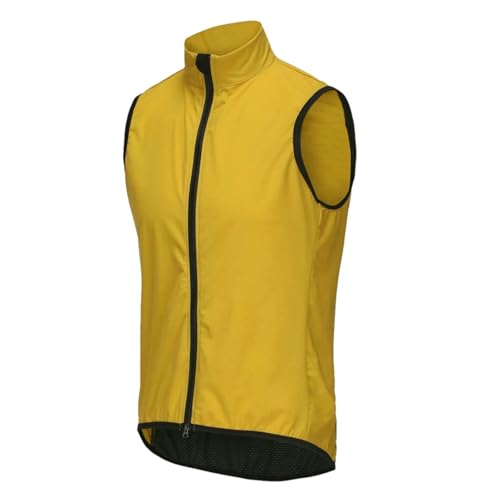 Gilet coupe-vent extensible jaune unie veste sans manches légère classique S