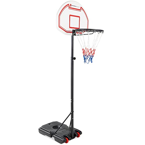 Best Choice Products Kids Height-Adjustable Basketball Hoop, Portable Backboard System Stand w/ 2 Wheels, Fillable Base, Weather-Resistant, Nylon Net - Multicolor