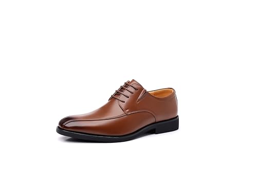 Men's Classic Derby Oxford Dress Shoes, Leather Lace-up (Brown, Adult, Men, 9, Digital, US Shoe System, M (Medium))3