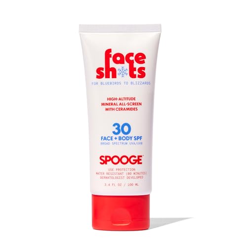 Face Shots High-Altitude All-Screen - Mineral Ski Sunscreen SPF 30 for Winter Sports - Mountain Sunscreen for Snow Sports - Water Resistant 80 Min - Edelweiss + Ceramides + Zinc Oxide - 3.4 FL OZ