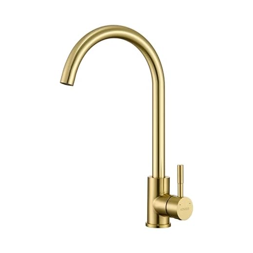 KINSE Einhebel Küchenarmatur Edelstahl | 360° Schwenkbar Spültischarmatur | Hochdruck Wasserhahn Küche | Gold