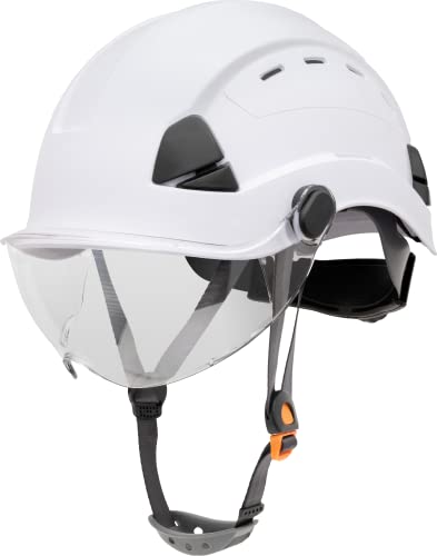 Casco de seguridad ventilado Honeywell con visor y barbuquejo blanco miniatura 1
