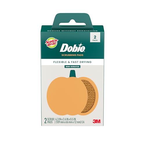 Image of Scotch-Brite Harvest Dobie Scrubbing Pads, Non-Scratch Kitchen Sponge for Cleaning Dishes, Appliances, and Bathrooms, Pumpkin Orange Dish Sponge that Dries Fast, 2-Pack