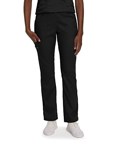 Landau Proflex Tailored Fit Stretch 5-Pocket Cargo Scrub Pants for Women 2042 Black XLG
