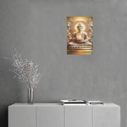Statue de Bouddha toile zen pour sublimer un mur vide de salon - 4