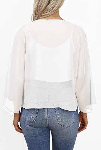 Womens Summer Tops Casual Short Sleeve Kimono Beach Cover Ups Duster Cardigans (White,3Xl) #TOP4
