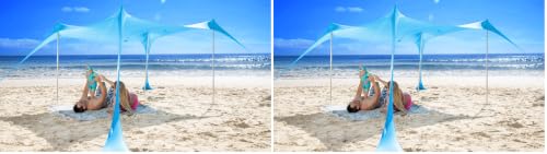 Image of SUN NINJA Beach Tent Sun Shelter, Beach Shade Canopy with UPF50+ Protection